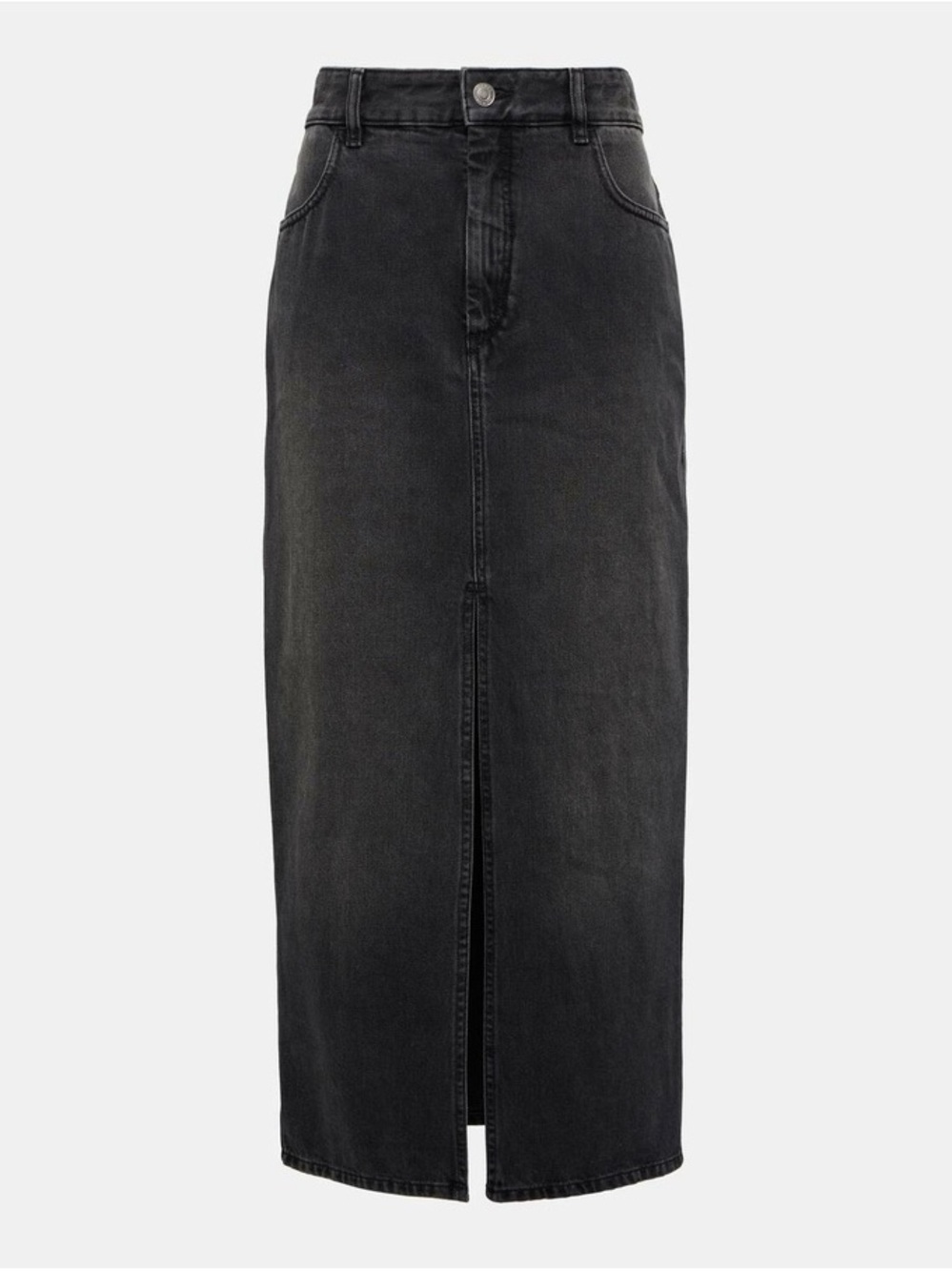 Isabel Marant Vinea Denim Maxi Skirt Black High Rise Front Slit FR 42 US 10